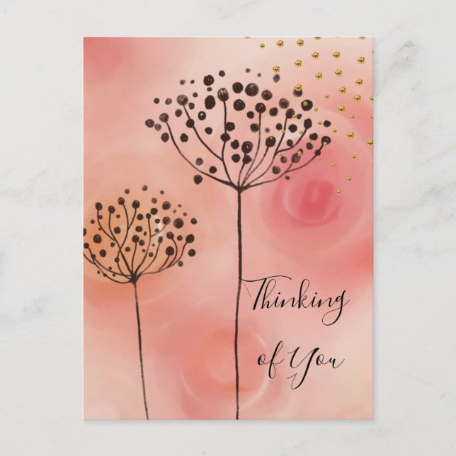 Modern Rosa Golden Thinking Vykort (Framsida)