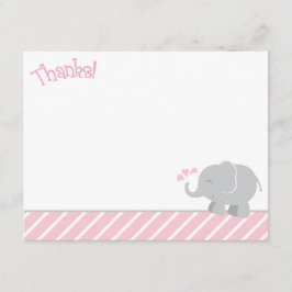 Modern Rosa Grå Elefant Bebis Shower Anteckningskort