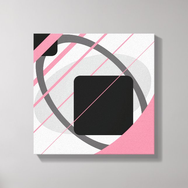 Modern Rosa Grå Svart Off Vit - Lindad Canvas (Framsida)