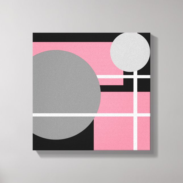 Modern Rosa Grå Svart Vit - Lindad Canvas (Framsida)