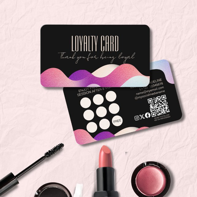 Modern  Rosa Gradient Mönster Makeup Artist Lojalitetskort (Skapare uppladdad)