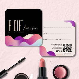 Modern  Rosa Gradient Wave Makeup Artist Fyrkantigt Visitkort