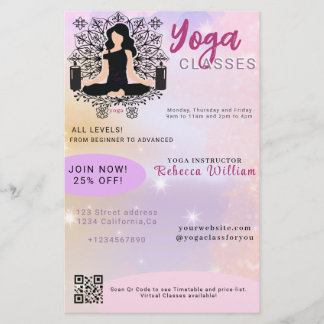 Modern Rosa Gradient Yoga Instruktör Studio Klasse Flygblad