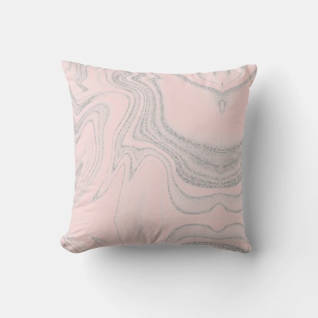 Modern  rosa grått abstrakt marble mönster kudde (Framsida)