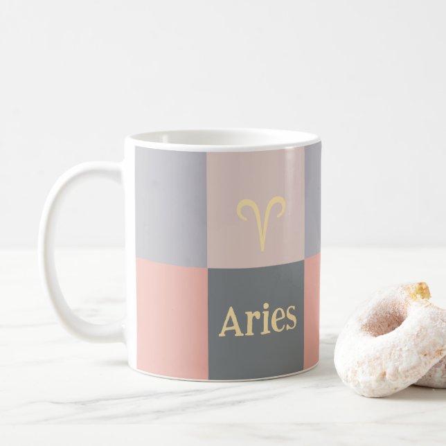 Modern Rosa Grått Aries Kaffemugg (Med munk)
