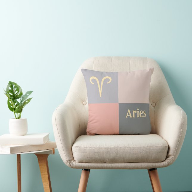 Modern Rosa Grått Aries Kudde (Stol)