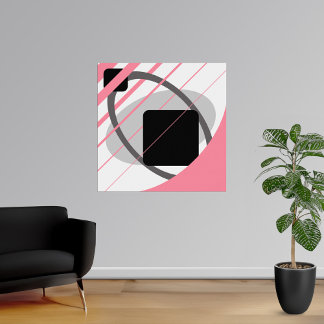 Modern Rosa Grått Black Off White Poster