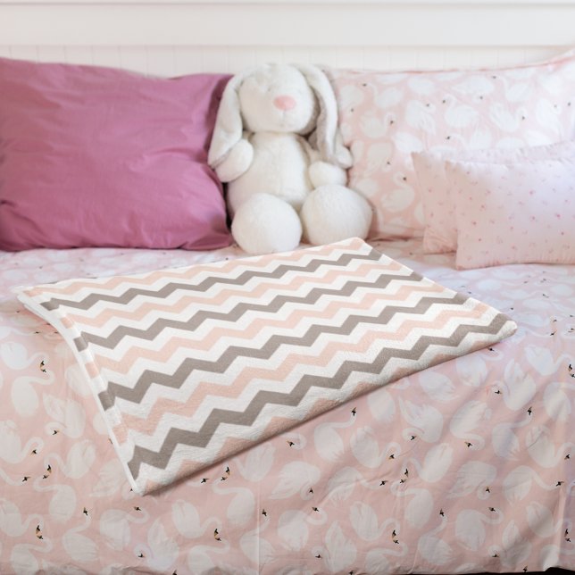 Modern Rosa & Grått Chevron Medium Blanket Fleecefilt (Skapare uppladdad)