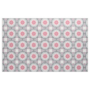 Modern Rosa Grått Fretwork Cotton Twill Tyg
