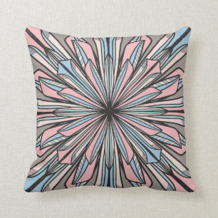 Modern Rosa Grått Geometric Abstrakt Flower Teckni Kudde