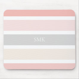 Modern Rosa Grått och Cream Wide Rand Monogram Musmatta