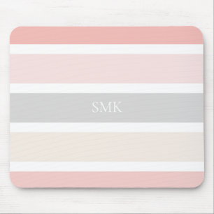 Modern Rosa Grått och Cream Wide Rand Monogram Musmatta