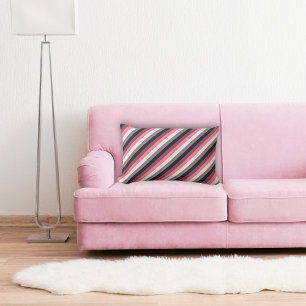 Modern Rosa Grått Stripe Lumbarkudde