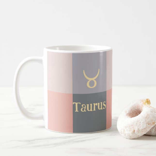 Modern Rosa Grått Taurus Kaffemugg (Med munk)