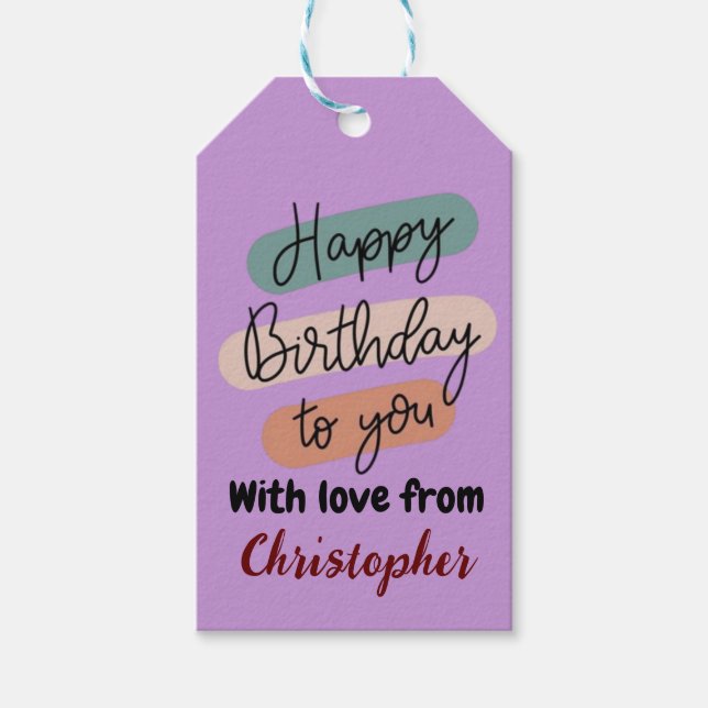 Modern  rosa Grattis på födelsedagen Gift-Märkre Presentetikett (Framsidan)