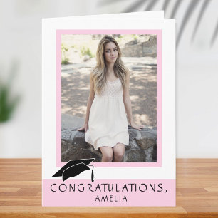 Modern Rosa Grattis Studenten Photo Kort
