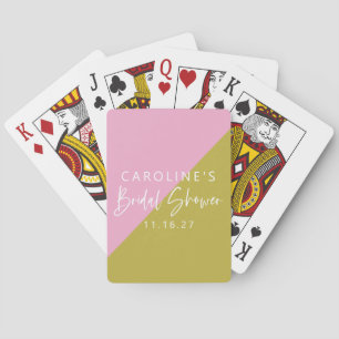 Modern Rosa Grön Färgblock Anpassad Bröllopsfest Casinokort