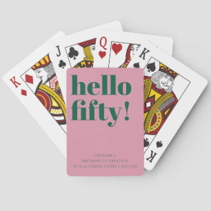 Modern Rosa Grön Femtio Födelsedagspresent Casinokort