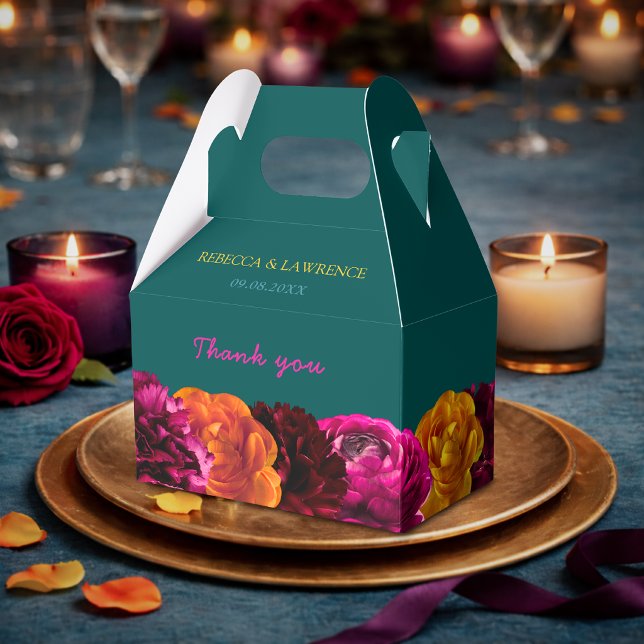 Modern rosa grön gul blom- presentaskar (Skapare uppladdad)