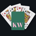 Modern Rosa Grön Monogram Initialer Personlig Casinokort<br><div class="desc">Denna design har stora rosa initialer centrerade på en djupgrön bakgrund för en djärv,  modern monogramlook. Ren typografi och hög kontrast håller designen enkel och tidlös. En personlig touch som känns klassisk,  lekfull och lätt att använda.</div>