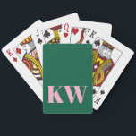 Modern Rosa Grön Monogram Initialer Personlig Casinokort<br><div class="desc">Denna design har överdimensionerade rosa initialer centrerade på en djupgrön bakgrund för en djärv,  modern monogramlook. Ren typografi och hög kontrast håller designen enkel och tidlös. En personlig touch som känns klassisk,  lekfull och lätt att använda.</div>