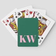Modern Rosa Grön Monogram Initialer Personlig Casinokort