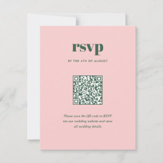 Modern Rosa Grön Trendig Mix Match Bröllops QR-kod OSA Kort