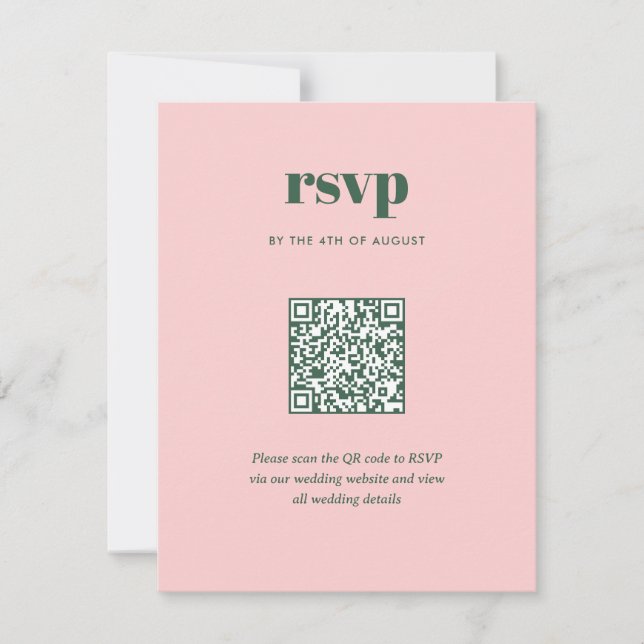 Modern Rosa Grön Trendig Mix Match Bröllops QR-kod OSA Kort (Framsida)