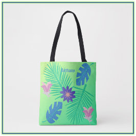Modern Rosa Grönt och Lila Tropical Tygkasse