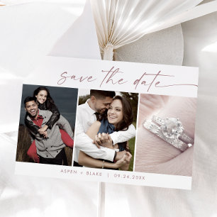 Modern Rosa Guld 3 Foto Mall Save the Date