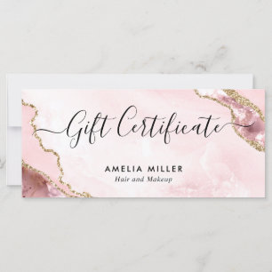 Modern Rosa Guld Agate Certificate Gift Card