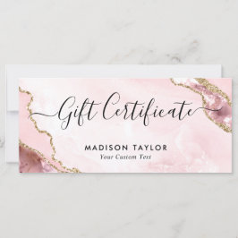 Modern  Rosa Guld Agate Certificate Gift Card