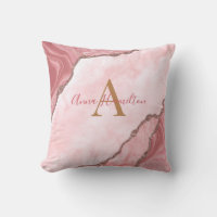 Modern  Rosa Guld Agate Geode Monogram