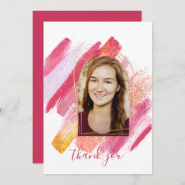 Modern Rosa & Guld Arched Studenten Tack Inv Inbjudningar