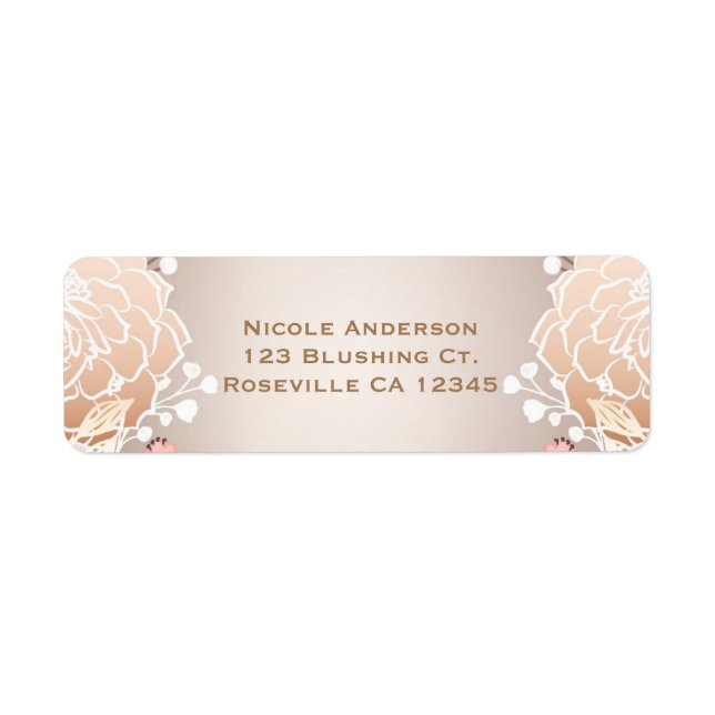 Modern Rosa & Guld Blommig Bröllopsdusch Alla Even Returadress Etikett (Framsidan)