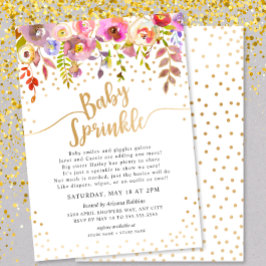 Modern Rosa Guld Blommigt Baby Sprinkle-inbjudan Inbjudningar