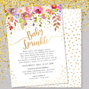 Modern Rosa Guld Blommigt Baby Sprinkle-inbjudan Inbjudningar