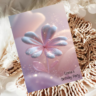 Modern rosa guld-blomsterinbjudan inbjudningar