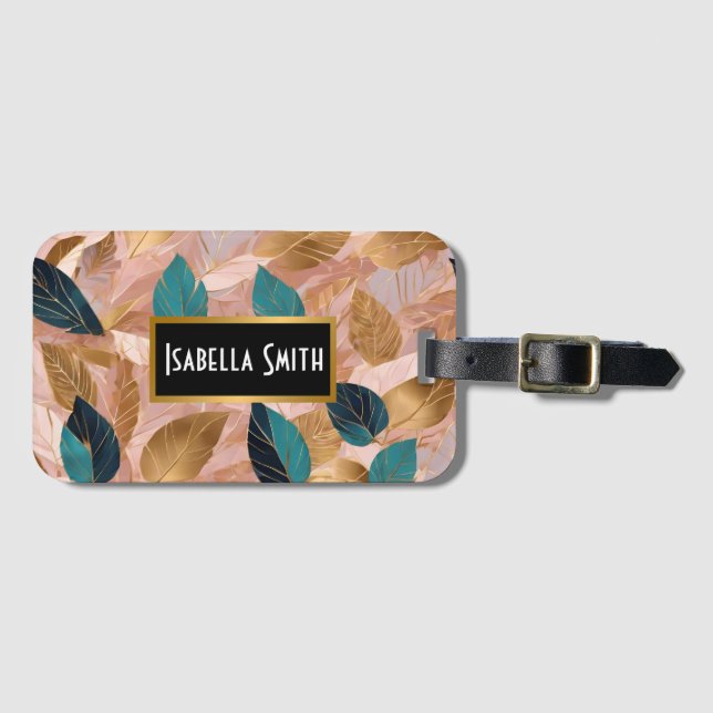 Modern  Rosa Guld Boho Löv Collection Bagagebricka (Framsida horisontal)