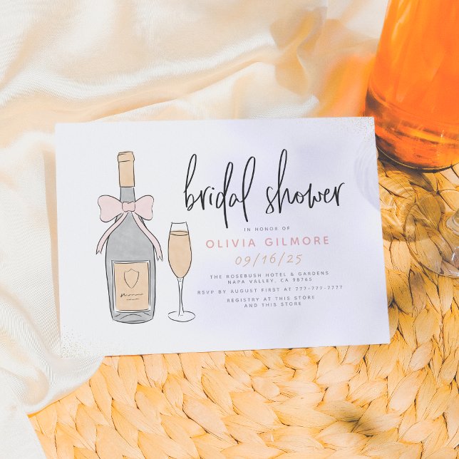 Modern Rosa & Guld Champagne Bubly Möhippa Inbjudningar (Skapare uppladdad)