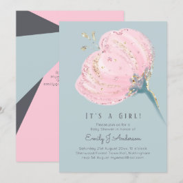 Modern Rosa Guld - en liten babystövel Inbjudningar