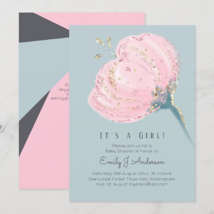 Modern Rosa Guld - en liten babystövel Inbjudningar
