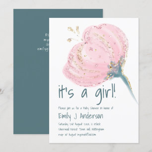 Modern Rosa Guld: Flickan BabyShower handskriven Inbjudningar