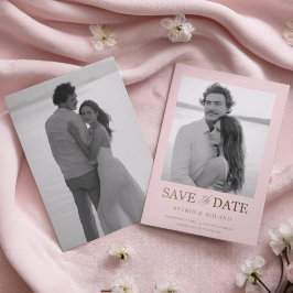 Modern Rosa & Guld Foto Save the Date Spara Datumet