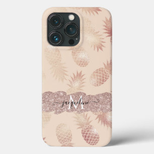 Modern Rosa Guld Glitter Ananas Tropisk Strand