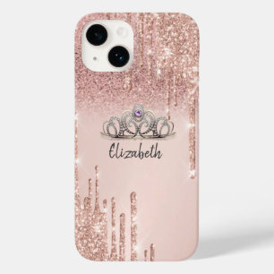 Modern Rosa Guld Glitter Drips Ombre Tiara