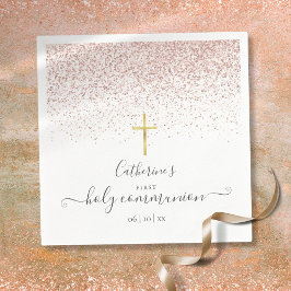 Modern Rosa Guld Glitter Första Nattvarden Pappersservett