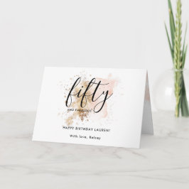 Modern Rosa Guld Glitter Girlly 50-årsdag Kort