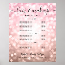 Modern Rosa Guld Glitter Ljus Salong Pris Meny  Poster