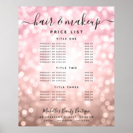 Modern Rosa Guld Glitter Ljussalong Prislista Meny Poster